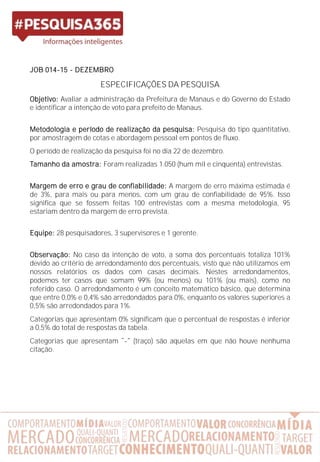 #PESQUISA365 - Pesquisa Eleitoral Manaus - Dezembro/2015