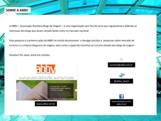 SOBRE A ABBV



 A ABBV – Associação Brasileira Blogs de Viagem – é uma organização sem fins de lucro que regulamenta e de...