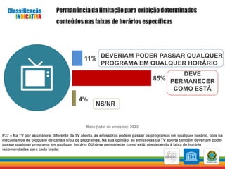 11% 
85% 
4% 
P37 – Na TV por assinatura, diferente da TV aberta, as emissoras podem passar os programas em qualquer horár...