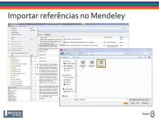 Importar referências no Mendeley
 