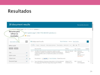Resultados
Recursos para
refinar os
resultados
24
 