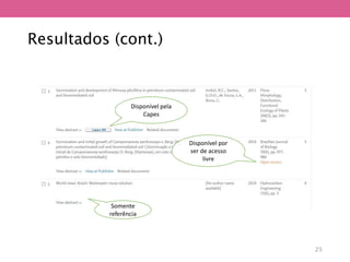 Resultados (cont.)
Disponível pela
Capes
Disponível por
ser de acesso
livre
Somente
referência
25
 