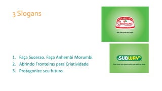 3 Slogans
1. Faça Sucesso. Faça Anhembi Morumbi.
2. Abrindo Fronteiras para Criatividade
3. Protagonize seu futuro.
 