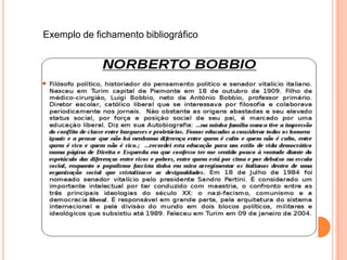 Exemplo de fichamento bibliográfico
 