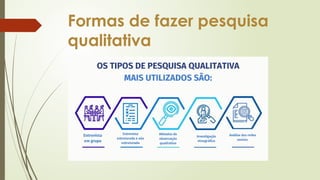Formas de fazer pesquisa
qualitativa
 