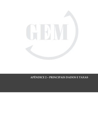 APÊNDICE 2 – PRINCIPAIS DADOS E TAXAS




GloBal EntrEprEnEurship monitor                        97
 