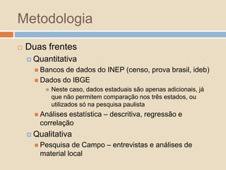 Critérios IDEBAmostra dividida entre osMelhores idebs de 2007 eMaiores crescimentos entre 2005 – 2007Se houver coincidência, tomamos o maior crescimento seguinte.