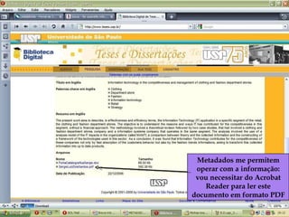 Metadados me permitem operar com a informação: vou necessitar do Acrobat Reader para ler este documento em formato PDF 