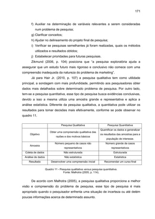 171
f) Auxiliar na determinação de variáveis relevantes a serem consideradas
num problema de pesquisa;
g) Clarificar conce...
