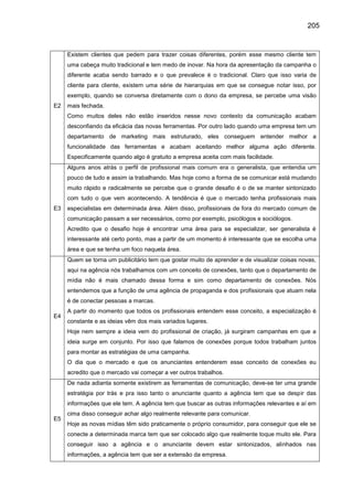 205
E2
Existem clientes que pedem para trazer coisas diferentes, porém esse mesmo cliente tem
uma cabeça muito tradicional...