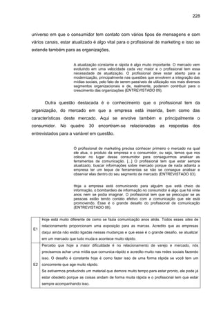 228
universo em que o consumidor tem contato com vários tipos de mensagens e com
vários canais, estar atualizado é algo vi...