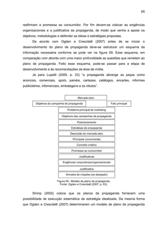 65
reafirmam a promessa ao consumidor. Por fim devem-se colocar as exigências
organizacionais e a justificativa da propaga...