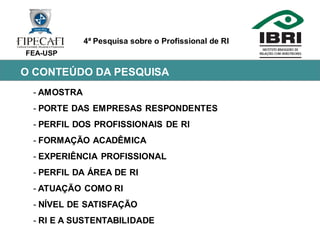 4ª Pesquisa Profissional de RI
