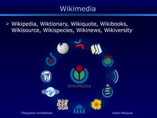 Wikimedia Wikipedia, Wiktionary, Wikiquote, Wikibooks, Wikisource, Wikispecies, Wikinews, Wikiversity 
