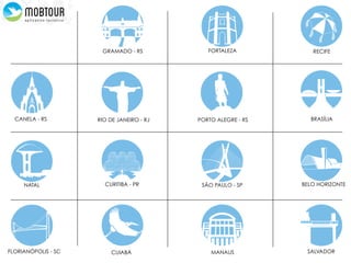 GRAMADO - RS
CANELA - RS
FLORIANÓPOLIS - SC SALVADOR
CURITIBA - PR SÃO PAULO - SP
FORTALEZA RECIFE
NATAL
MANAUS
BELO HORIZONTE
BRASÍLIAPORTO ALEGRE - RS
CUIABÁ
RIO DE JANEIRO - RJ
 
