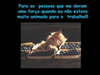Para as  pessoas que me deram uma força quando eu não estava muito animado para o  trabalho!!! 