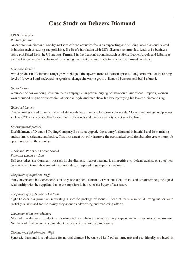 Pest Analysis On Debeers