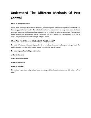 Understand The Different Methods Of Pest Control