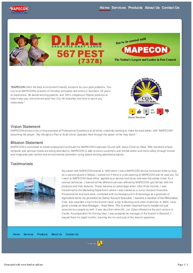 Pest Control in Manila Mapecon Philippines, Inc.