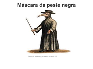 Máscara da peste negra
Médico da peste negra em gravura do século XVII
 