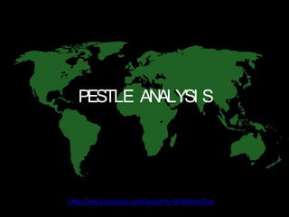 PESTLE ANALYSIS http://www.youtube.com/watch?v=B7drEvHo7vA 