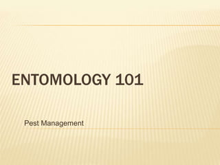 ENTOMOLOGY 101
Pest Management
 