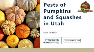 Nick Volesky
Pests of
Pumpkins
and Squashes
in Utah
 