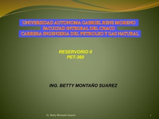 1
In. Betty Montaño Suarez
ING. BETTY MONTAÑO SUAREZ
RESERVORIO II
PET-360
 