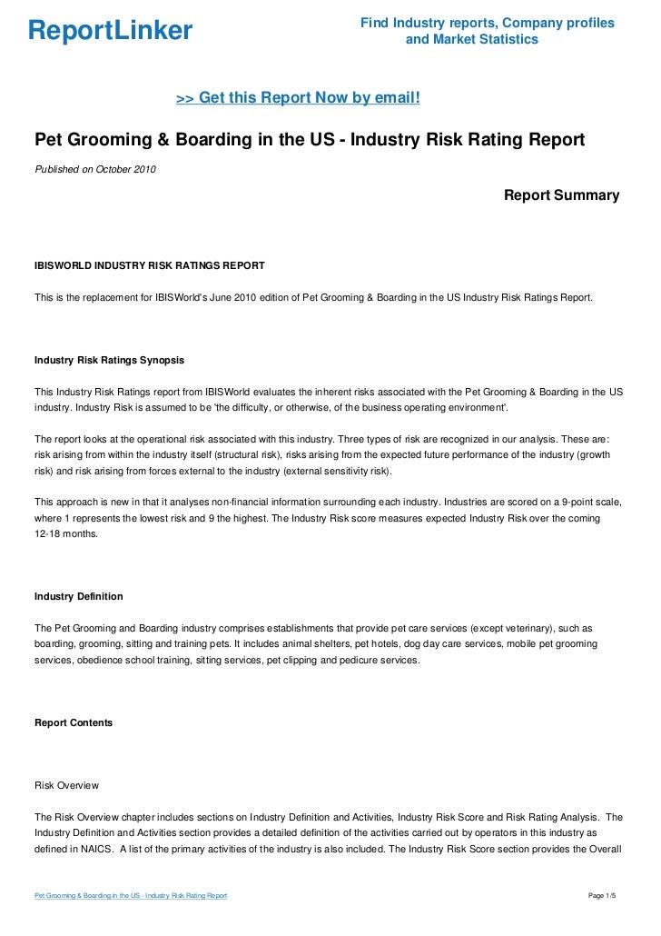 Pet Grooming & Boarding in the US Industry Risk Rating Report