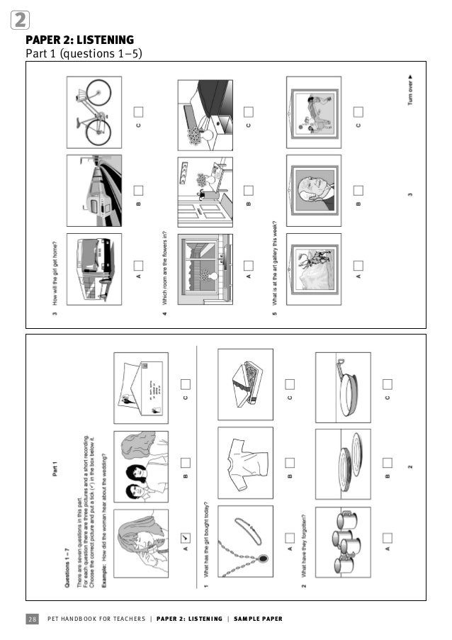 test english preliminary cambridge handbook handbook listening Pet