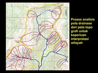Proses analisis
pola drainase
dari peta topo
grafi untuk
keperluan
interpretasi
wilayah
 