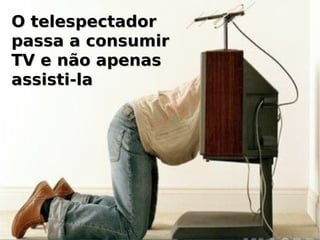 O telespectador
passa a consumir
TV e não apenas
assisti-la
 