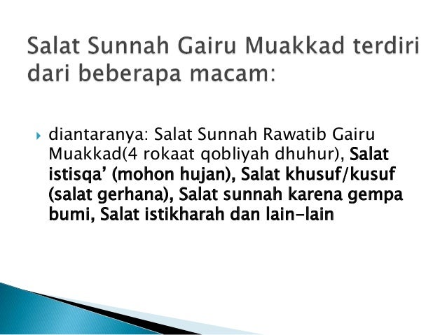 Peta konsep sholat sunnah muakkad