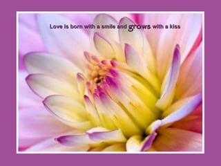 Love is born with a smile and  grows  with a kiss 