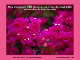 There are moments in life when someone is missed so much that it makes us long for them every day Advance on mouse click Song - L’Amour  by Nana Mouskouri 