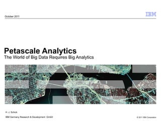 Petascale Analytics The World of Big Data Requires Big Analytics October 2011 H. J. Schick IBM Germany Research & Development  GmbH 