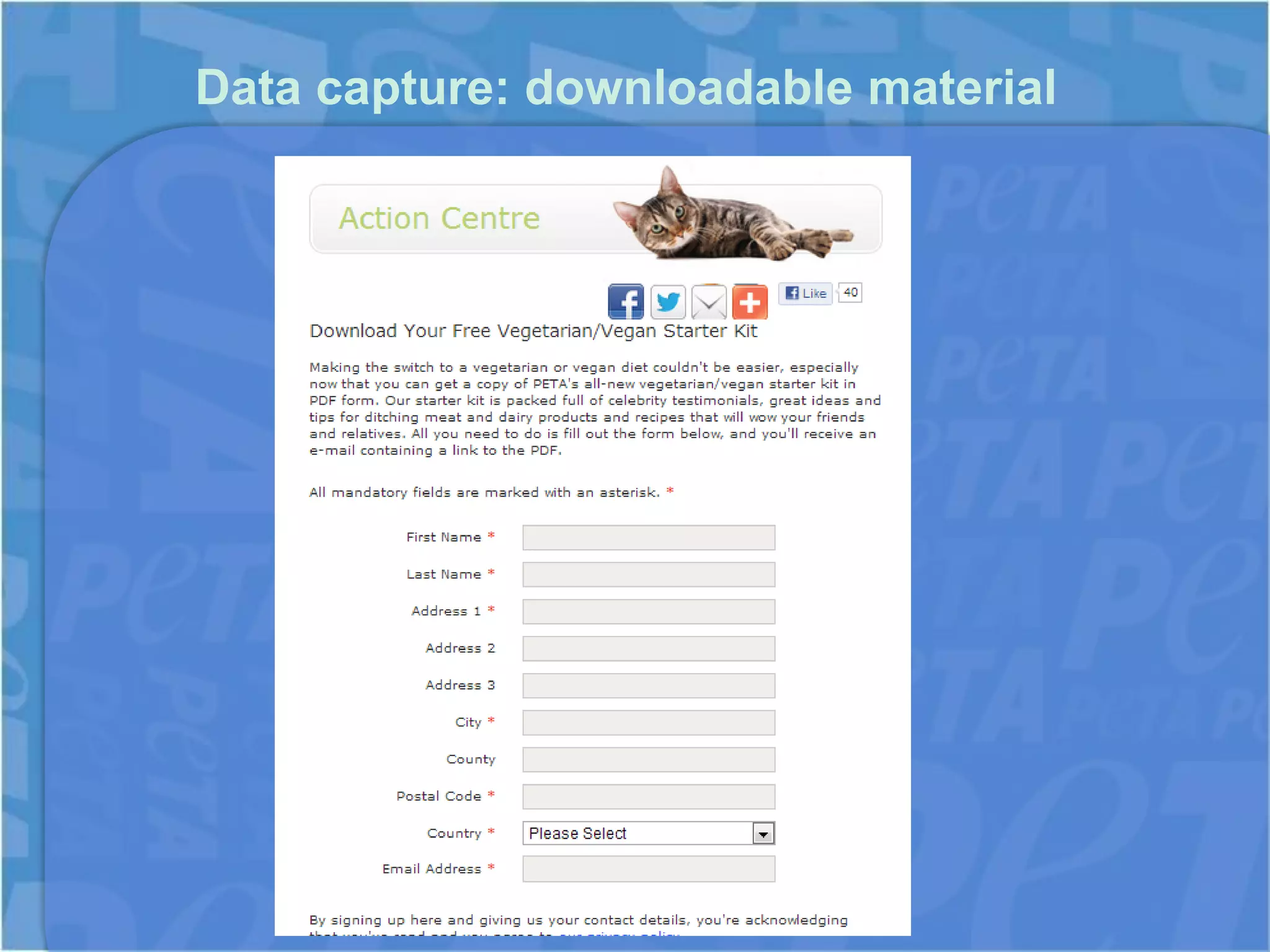 Data capture: downloadable material
 