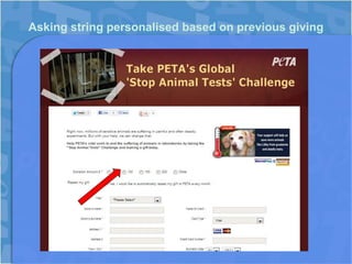 Asking string personalised based on previous giving
 