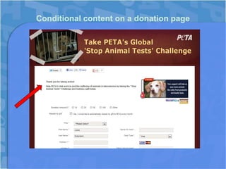 Conditional content on a donation page
 