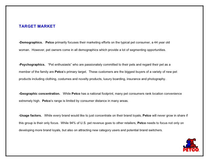 target market for pet stores