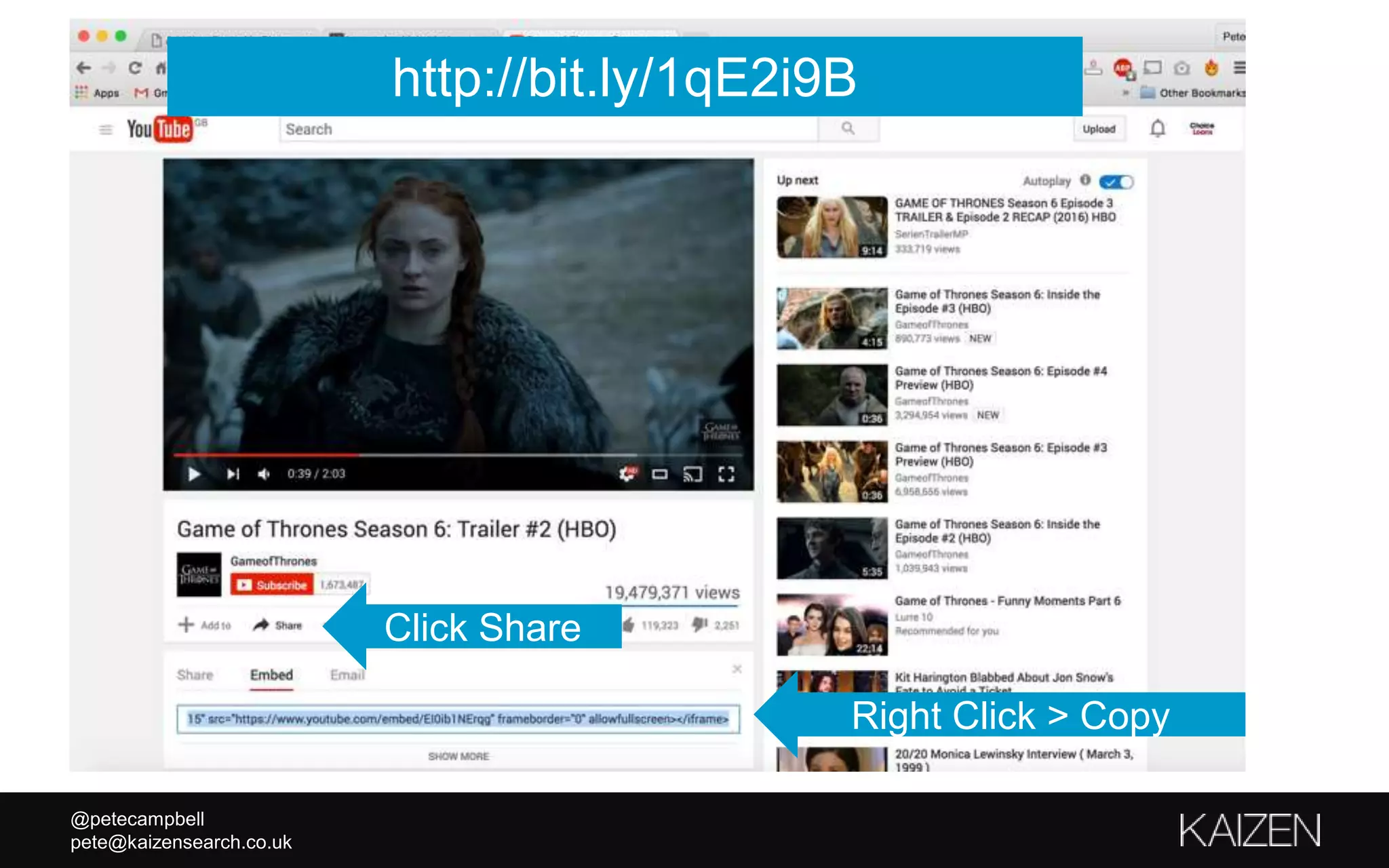 @petecampbell
pete@kaizensearch.co.uk
Click Share
Right Click > Copy
http://bit.ly/1qE2i9B
 