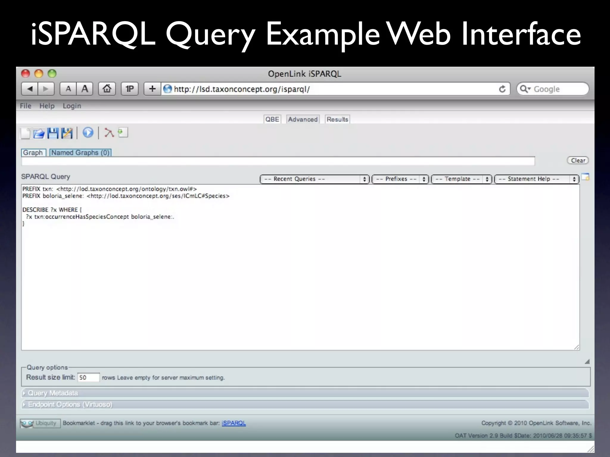 iSPARQL Query Example Web Interface
 