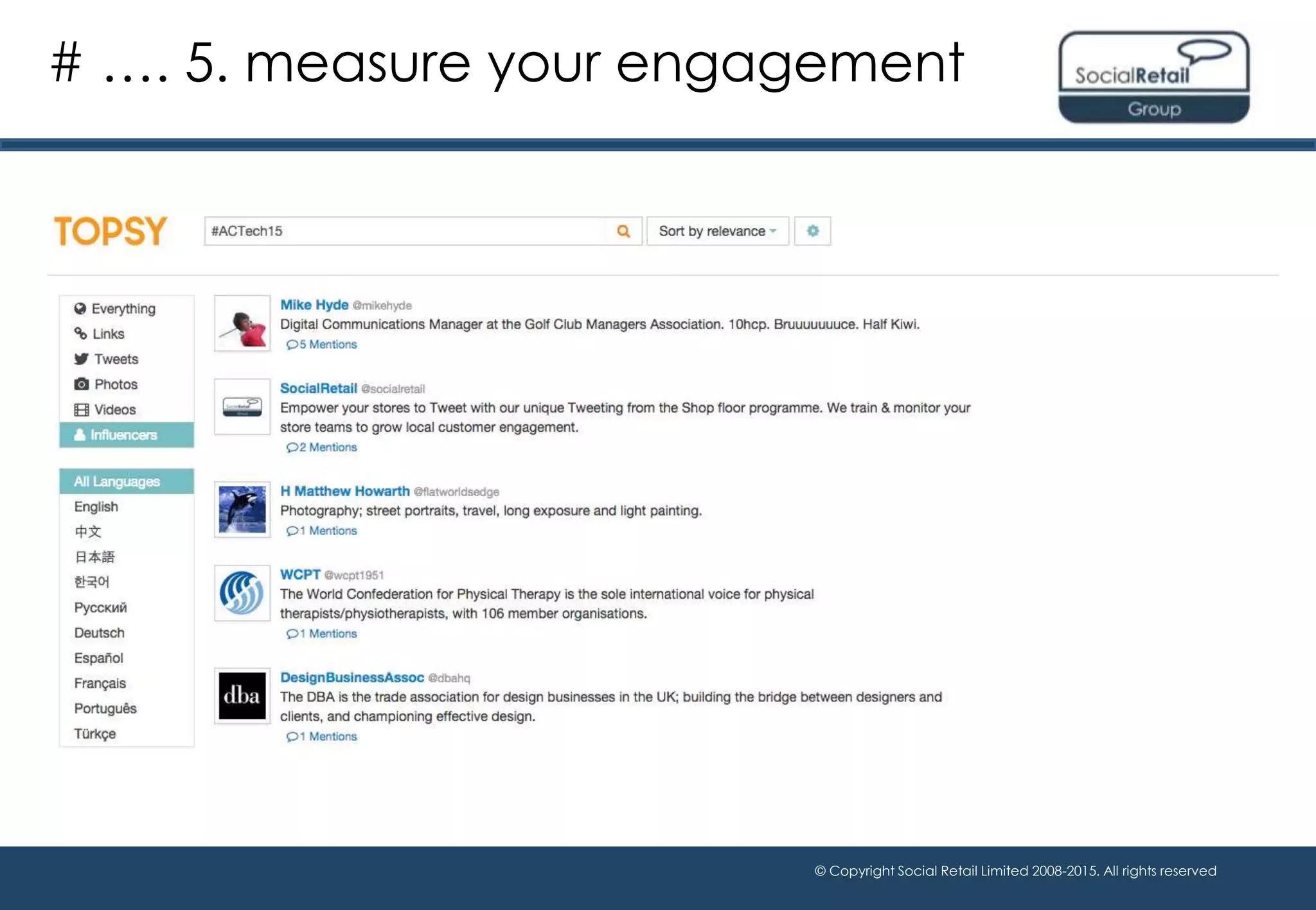 © Copyright Social Retail Limited 2008-2015. All rights reserved
# …. 5. measure your engagement
 