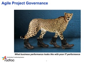 Agile Project Governance

What business performance looks like with poor IT performance
1

 