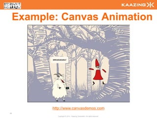 Example: Canvas Animation




            http://www.canvasdemos.com
59
              Copyright © 2010 - Kaazing Corporation. All rights reserved.
 