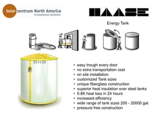 Energy Tank




•   easy trough every door
•   no extra transportation cost
•   on site installation
•   customized Tank sizes
•   unique fiberglass construction
•   superior heat insulation over steel tanks
•   0.8K heat loss in 24 hours
•   increased efficiency
•   wide range of tank sizes 200 - 20000 gal.
•   pressure free construction
 