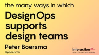 the many ways in which
DesignOps
supports
design teams
Peter Boersma
@pboersma
 