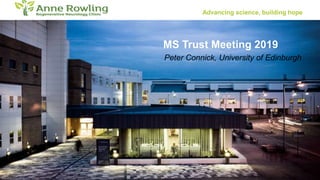 Advancing science, building hope
MS Trust Meeting 2019
Peter Connick, University of Edinburgh
 