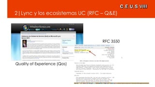 2|Lync y los ecosistemas UC (RFC – Q&E)
RFC 3550
Quality of Experience (Qos)
 