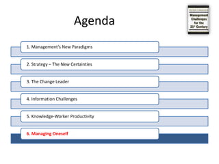 The Knowledge Worker as Capital AssetThe difference greater between manual-worker productivity and knowledge-worker productivity than in their respective economics.Economic theory and most business practice sees manual workers as a cost. To be productive, knowledge workers must be considered a capital asset. Costs need to be controlled and reduced. Assets need to be made to grow. In managing manual workers we learned fairly early that high turnover, that is, losing workers, is very costly. Ex: Ford Motor Company increase from 80 cents to $5 Chapter 5: Knowledge-Worker Productivity